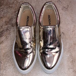 Gold Metallic Loafer Sneaker